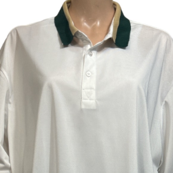 LEDINEY Shirt Polo Contrast stripe Collar white Regular Fit Short sleeve size 2X - Picture 6 of 15